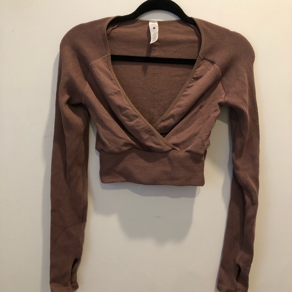 Balance Athletica Mauve Long Sleeve Wrap Crop Top